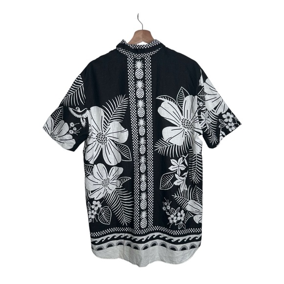 Farm Rio Macaw Elegance Uni Linen Blend Shirt Unisex Medium Short Sleeve Button - Picture 6 of 8